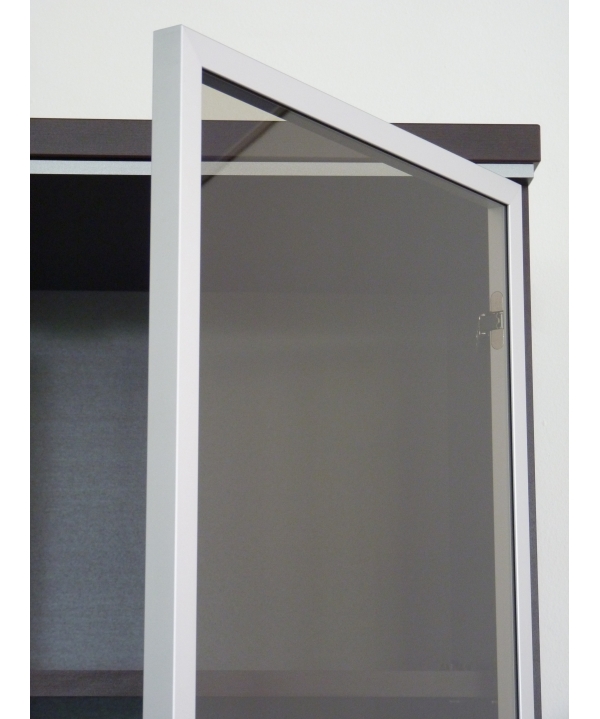 Regał wysoki z drzwiami górnymi szklanymi i drzwiami dolnymi pełnymi S5F