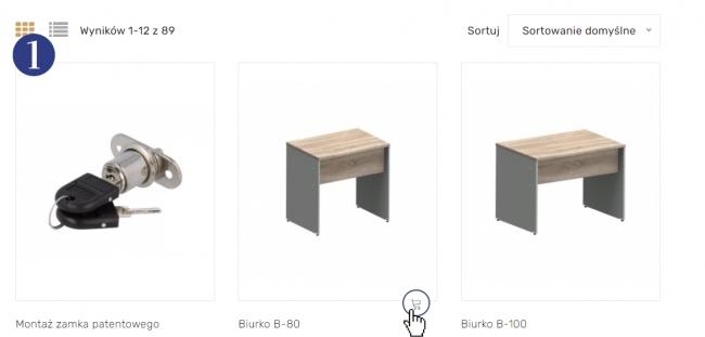 &nbsp;Jak to zrobić?
Aby zapytać, o wycenę towaru lub złożyć zam&oacute;wienie należy:
1. Przejdź na stronę wybranego zestawu mebli.&nbsp;(Silver,&nbsp;Agat,&nbsp;Morena&nbsp;lub&nbsp;Tuluza)
2. Kliknij, w ikonę koszyka przy interesującym Cię produkcie.
3. Następnie wybierz ilość sztuk, kolor i kliknij przycisk &bdquo;Dodaj do zapytania&rdquo;
lub możesz też:
Kliknąć w produkt,&nbsp;aby&nbsp;uzykać więcej informacji o nim, a następnie wybierać ilość sztuk, kolor i kliknąć przycisk &bdquo;Dodaj do zapytania&rdquo;.4. Wybrane produkty dodają się do listy&nbsp;w koszyku w prawym g&oacute;rnym rogu.
&nbsp;